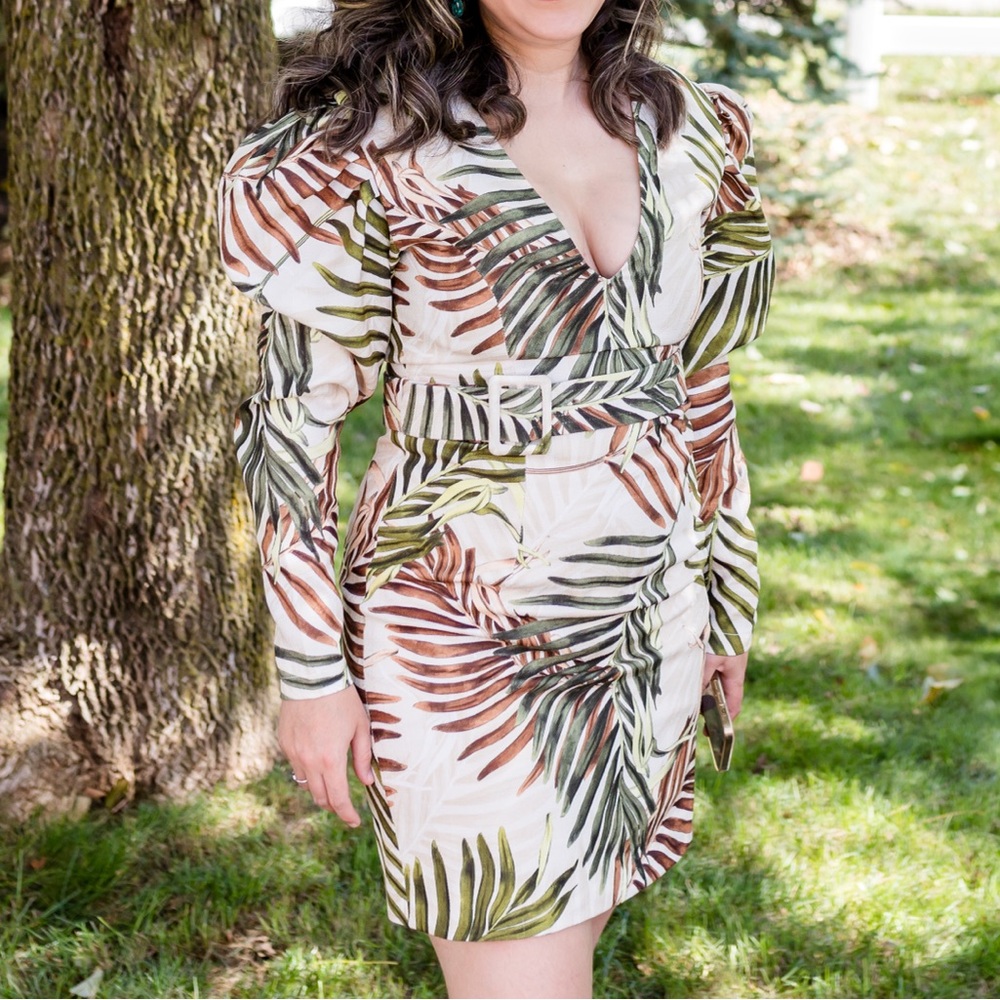 PATBO Tropical Leaf Print Dress